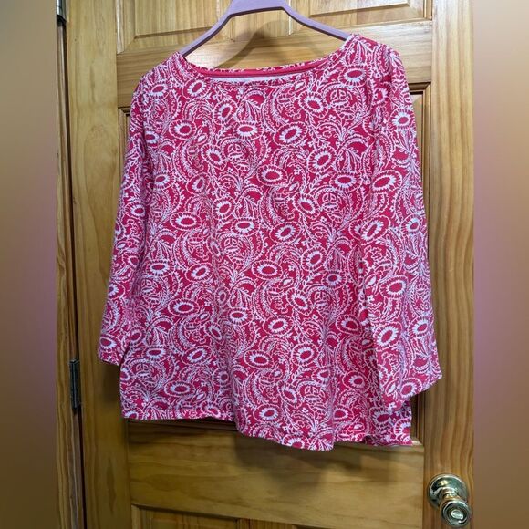 Talbots size XL  Pink and White Boxy Blouse - Picture 1 of 5